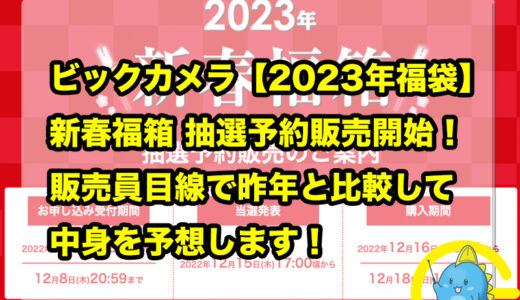 ビックカメラ【2023年福袋】新春福箱 抽選予約販売開始！販売員目線で昨年と比較して中身を予想します！